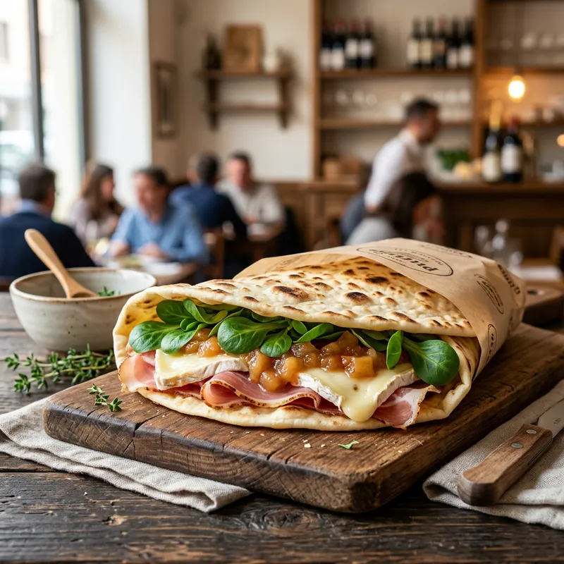 Delicious Piadina with Speck and Taleggio Cheese Delicious Piadina with Speck and Taleggio Cheese