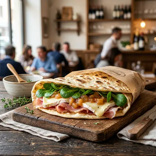 Delicious Piadina with Speck and Taleggio Cheese