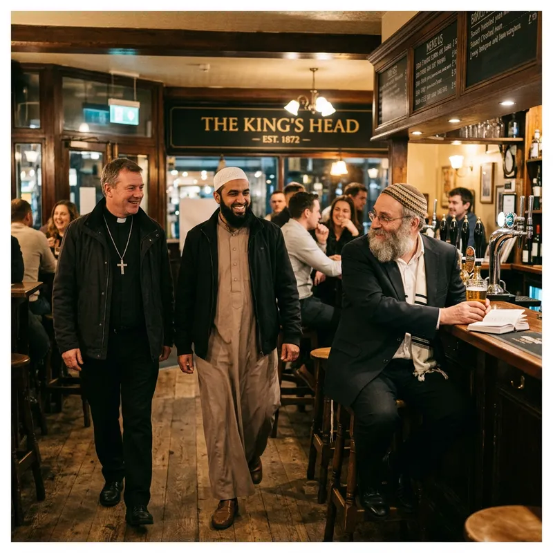 Pope and Imam Encounter Jew in a Bar