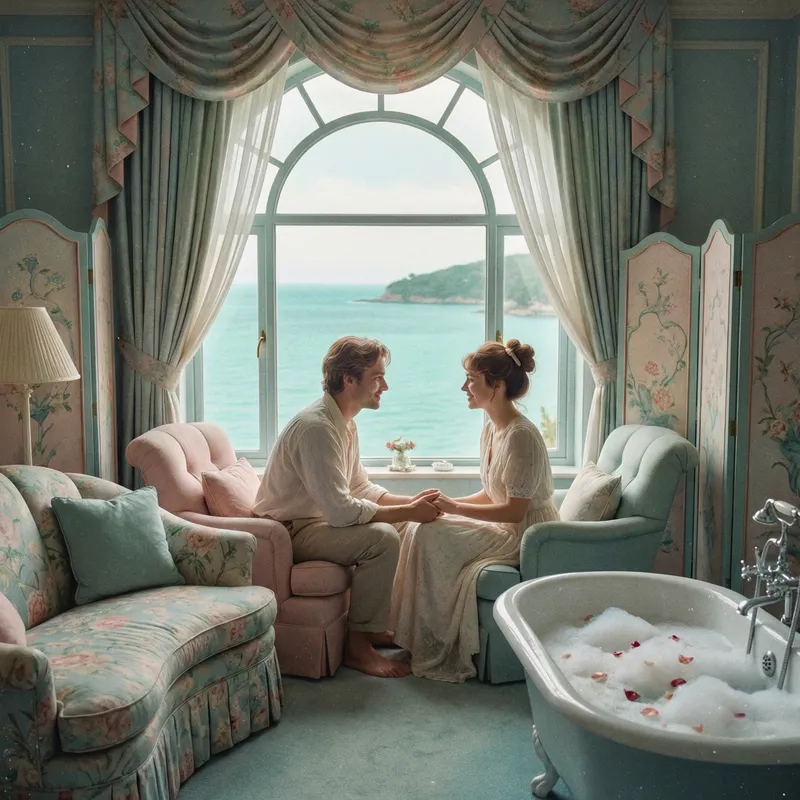 Intimate Sea-view Romance in Vintage Bath at Art Nouveau Room
