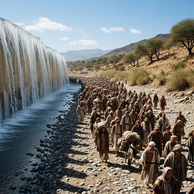Ancient Israelites Journey Through Dry River Bed