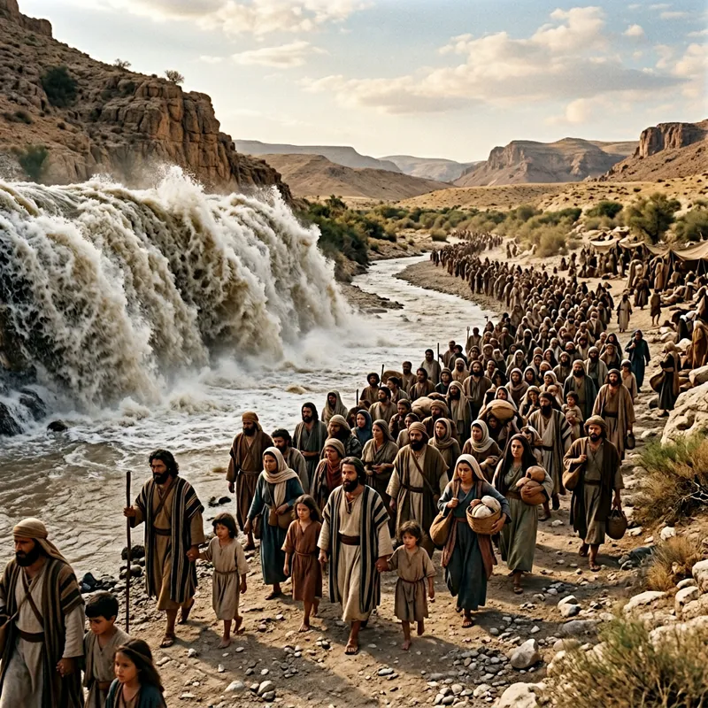 Ancient Israelites Journey Through Dry River Bed