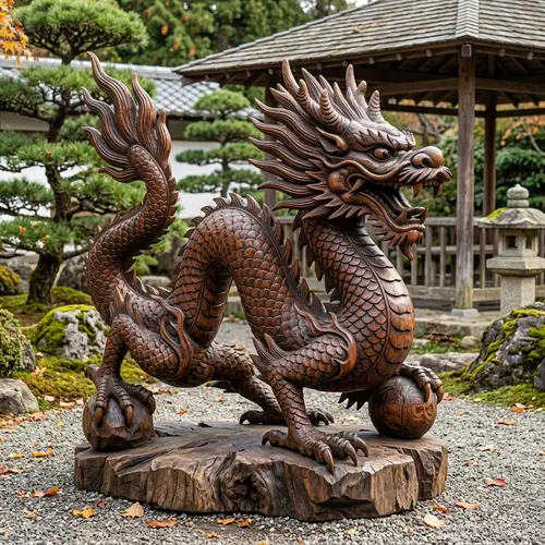Handcrafted Full-Size Wooden Dragon - Unique Artwork