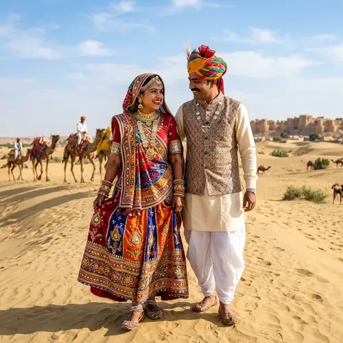 Vibrant Rajasthani Couple: Culture in Color