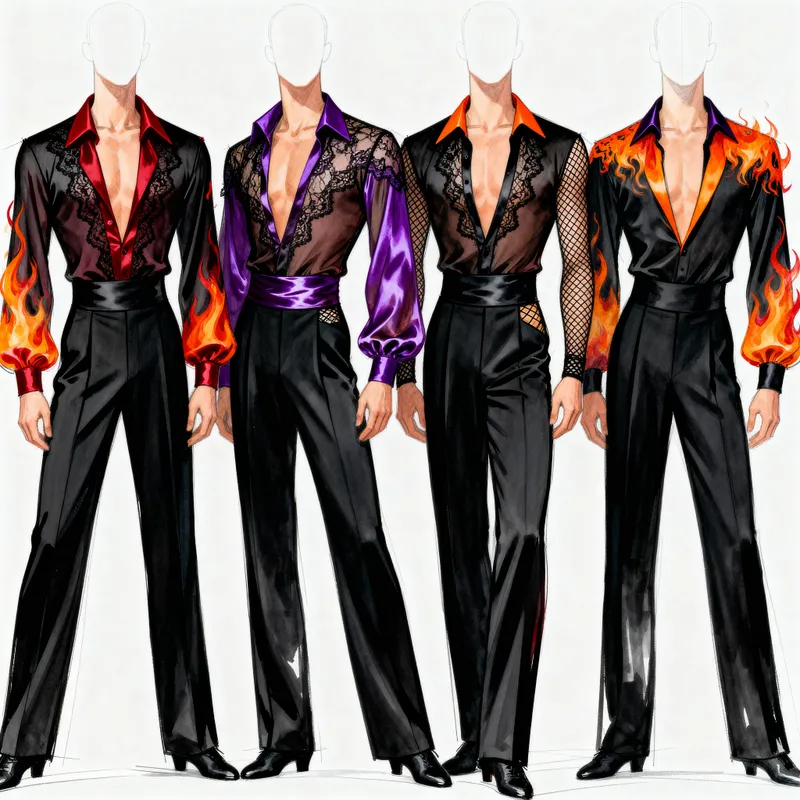 Fiery Latin Dance Costume Designs for Men