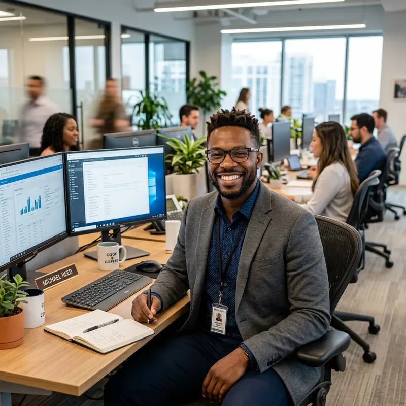 Happy Employed Man with Glasses