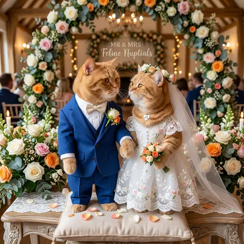 Adorable Ginger British Shorthair Cats Wedding | Beautiful Room Decor