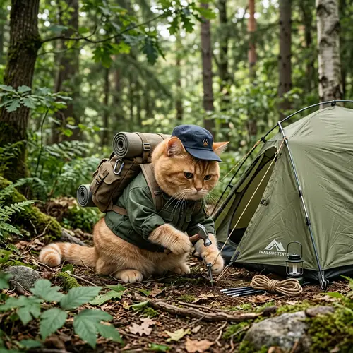 Realistic British Ginger Cat in Forest Setting | High Resolution