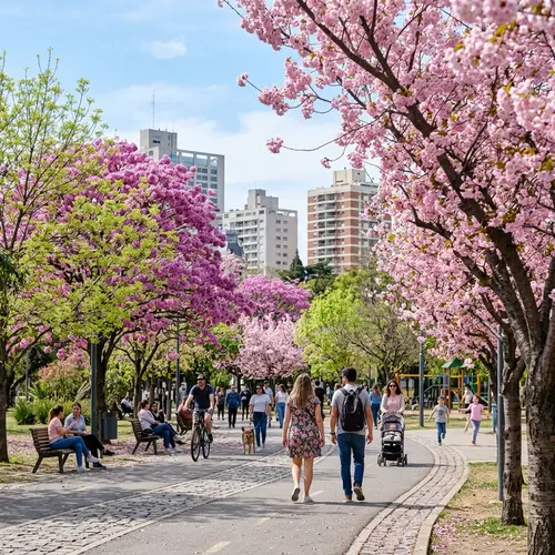 Springtime Urban Park in Córdoba, Argentina
