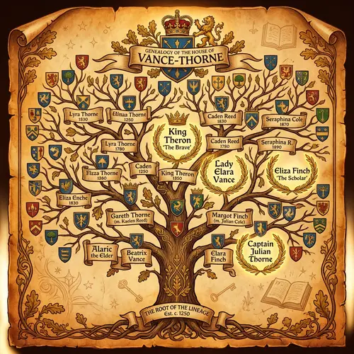 Detailed Genealogical Tree: Symbolic Family Connections