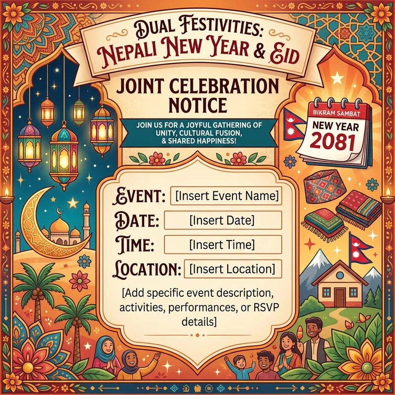 Nepali New Year & Eid Celebration Notice Template