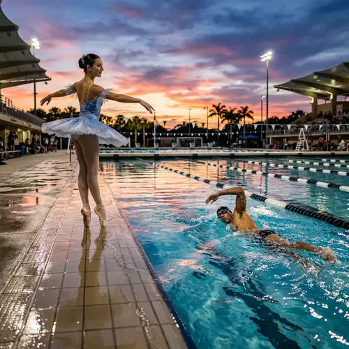 Ballet Dance and Swimming Fusion in a Serene Setting
