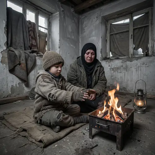 Lebanese Child's Desperate Yearning for Heat in a Humble Home