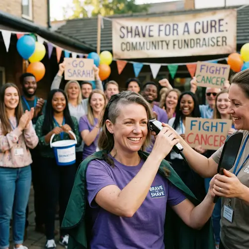 Empowering Act: Woman Shaving Head for Charity Event