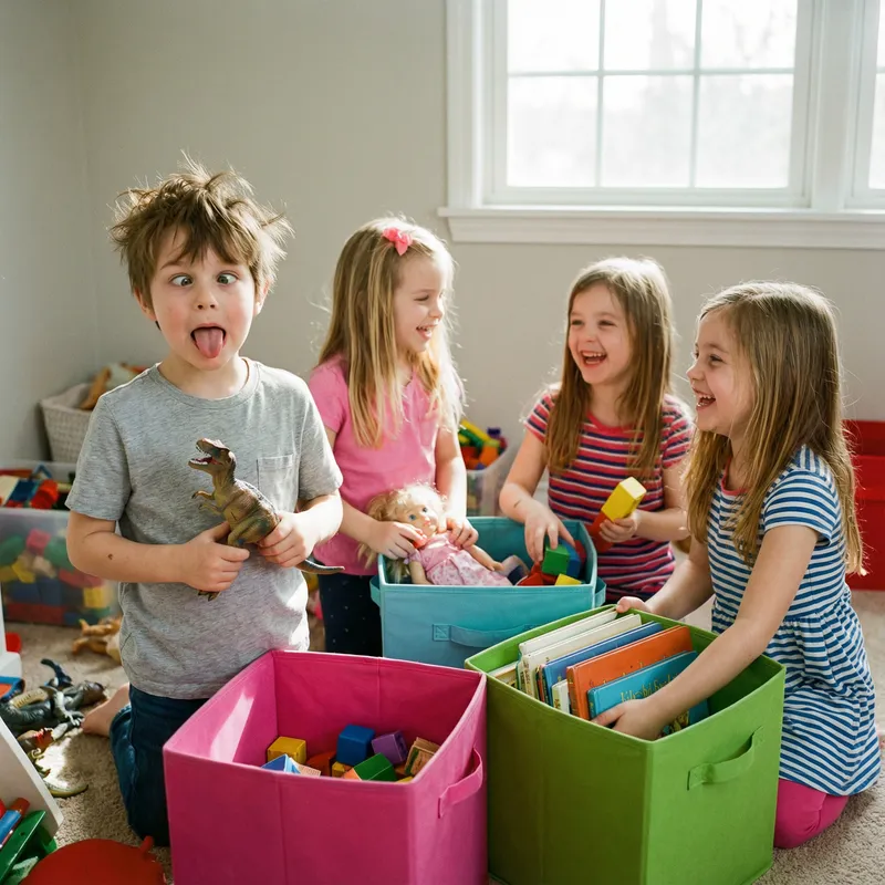 Playful Kids Organizing Their Toys Playful Kids Organizing Their Toys