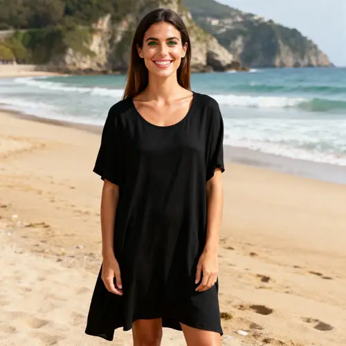 Casual Black Dress Photo by the Sea in Spain