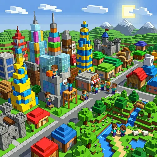 Immersive 3D Environment Building Game with Block Characters