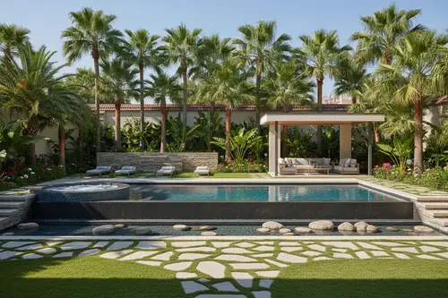 Stunning Backyard Rendering with Infinity Pool & Spa