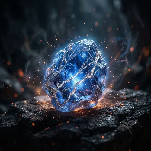 Glowing Sapphire Gemstone with Silver Veins