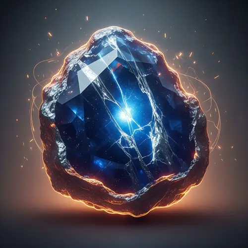Glowing Sapphire Gemstone with Silver Veins