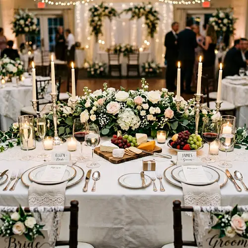 Elegant Bride and Groom Table Setup for Weddings