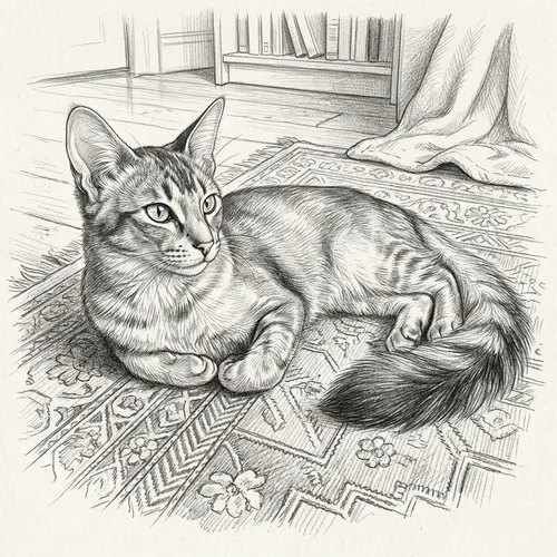 Detailed Pencil Sketch of a Cat - Unique Features Highlighted
