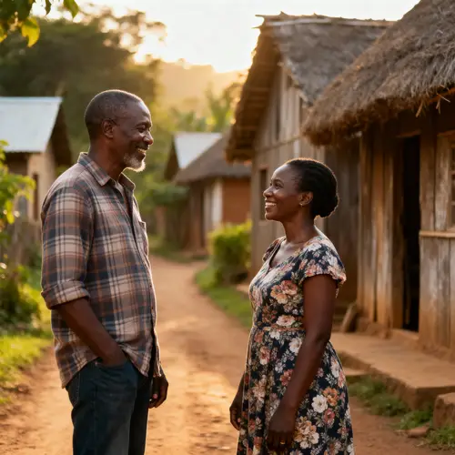 Middle-Aged Black Couple in the Village
