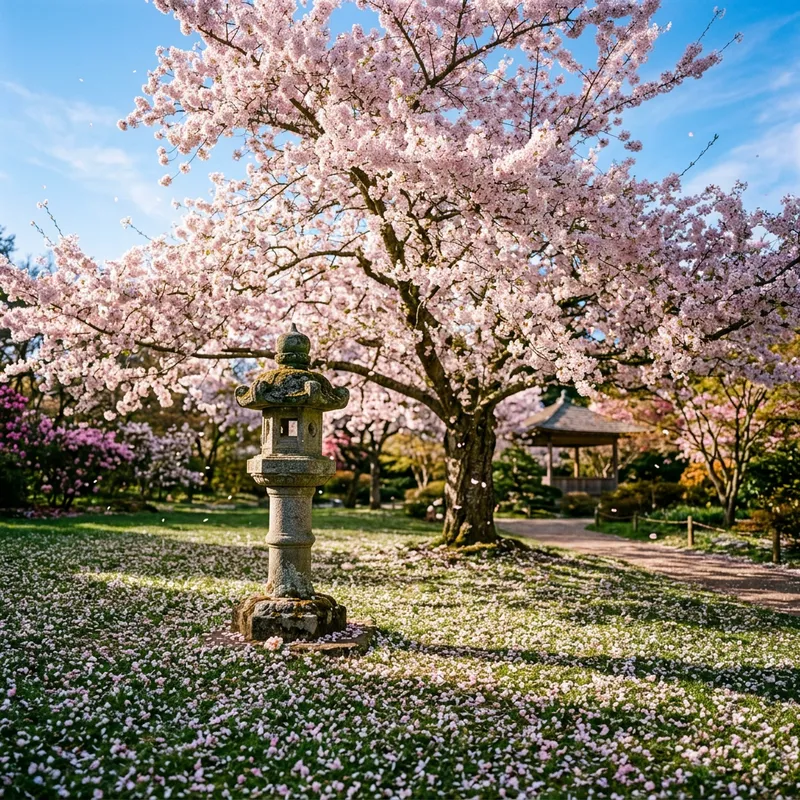 Sakura Blossom Tree and Japanese Lantern