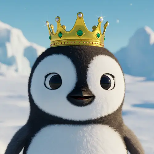 Cute Penguin Wearing Crown - Pixar Style Art