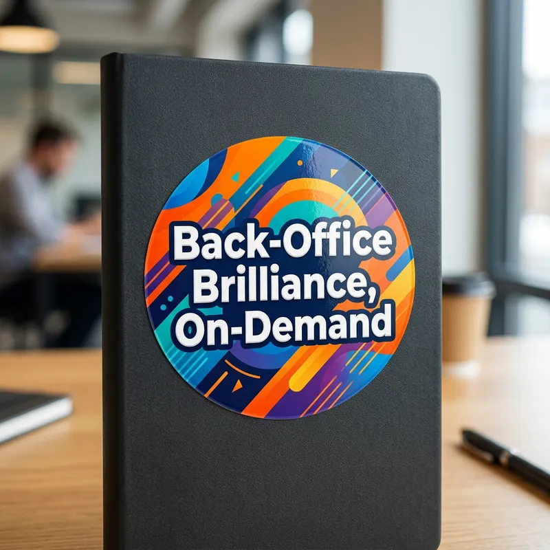 Vibrant Sticker: Back-Office Brilliance, On-Demand - Modern & Professional