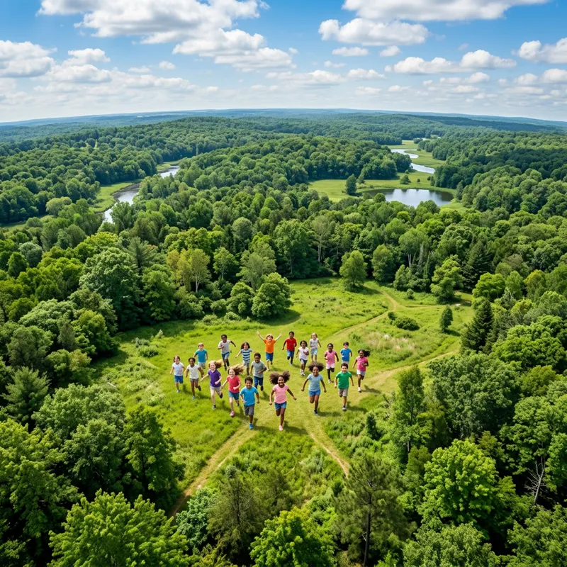 Lush Earth with Trees and Happy Children Lush Earth with Trees and Happy Children