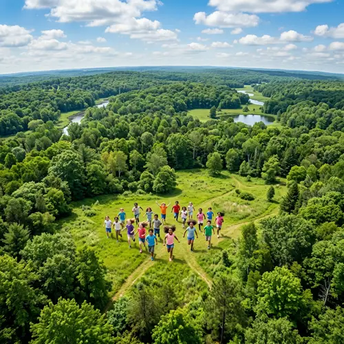 Lush Earth with Trees and Happy Children