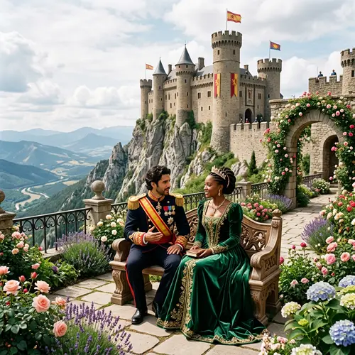 Mountain Peak Castle with Prince and Princess Couple