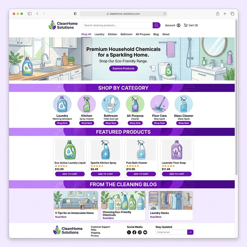 Purple Separator Household Chemicals Store