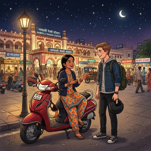 Nighttime Scene at Andheri Railway Station