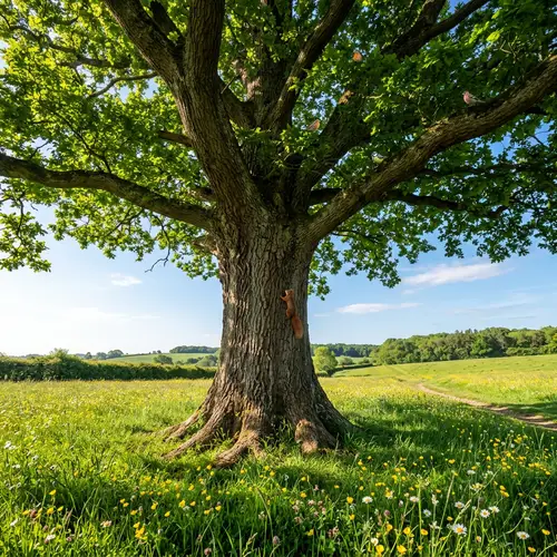 Tranquil Green Tree Canopy in Lush Meadow - Nature's Harmony