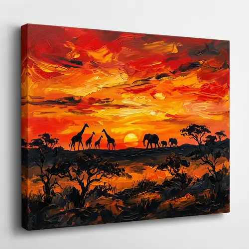 Impressionist Savanna Sunset Painting on Canvas