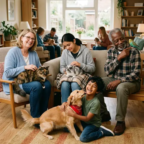 Heartwarming Scene of Pets Bringing Joy to People of All Ages and Cultures