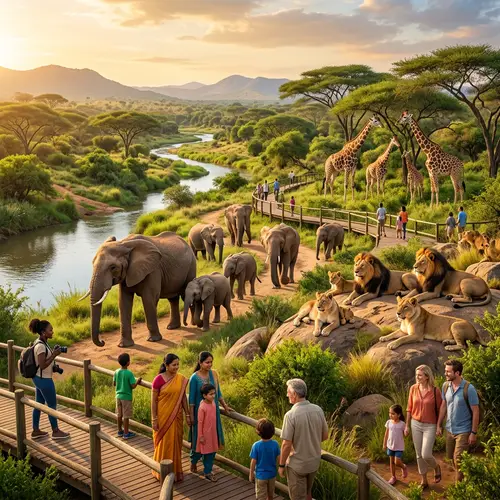 Global Animal Park: Majestic Elephants, Lions, and Giraffes
