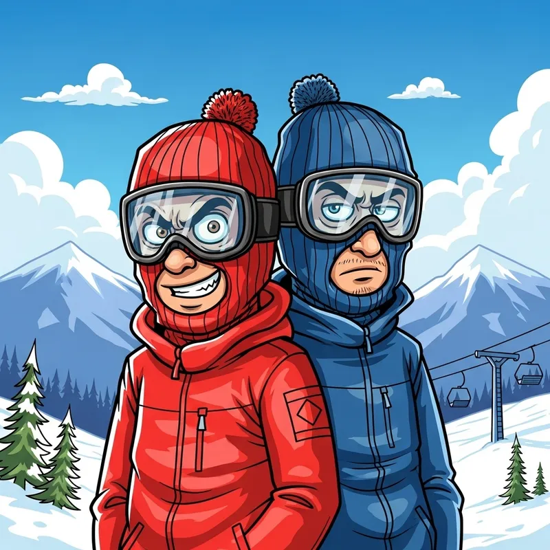 Cartoon Guys in Ski Masks: Fun Illustrations