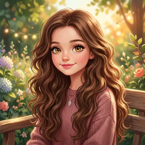 Charming Girl with Chestnut Hair and Honey-Colored Eyes