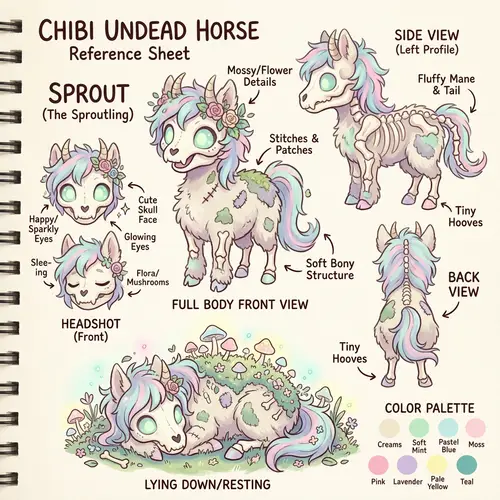 Chibi Undead Horse Reference Sheet