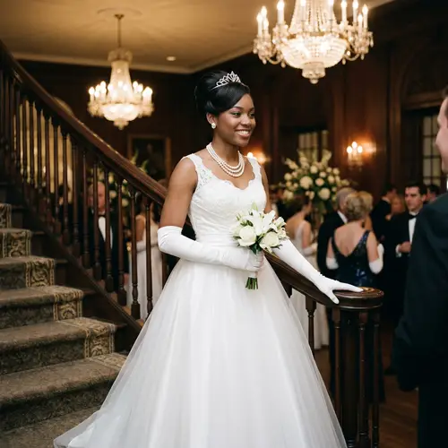 Elegant Debutante in White Gown with Pearls