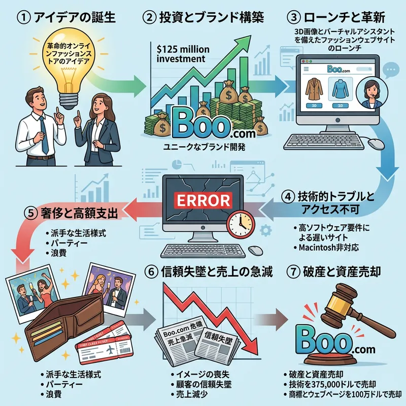 The Rise and Fall of Boo.com: Visual Journey Through 7 Stages