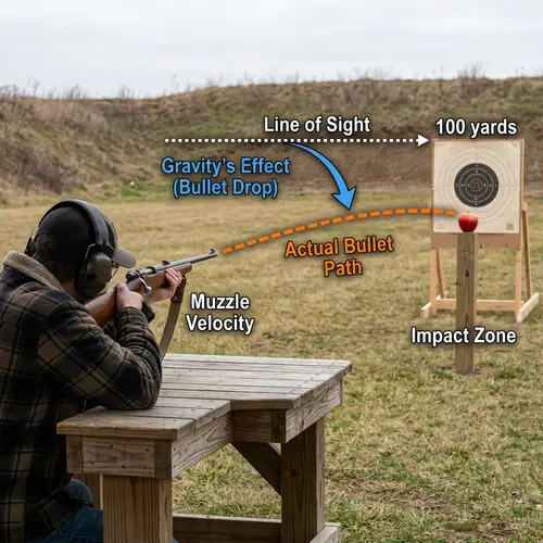 Scientific Demonstration of Bullet Trajectory | Educational Image