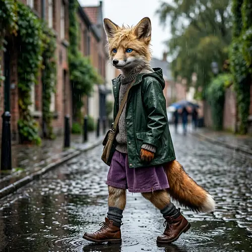 Intriguing Fox Boy with Striking Blue Eyes and Blonde Hair