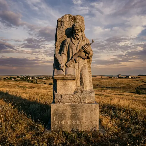 Surreal Memorial of Unknown Poet in Ukrainian Steppe