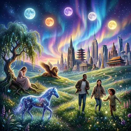 Dreamscape Memories: Surreal Landscape with Multiple Moons