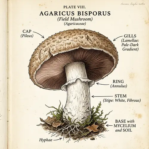 Detailed Scientific Mushroom Illustration | Natural History Art
