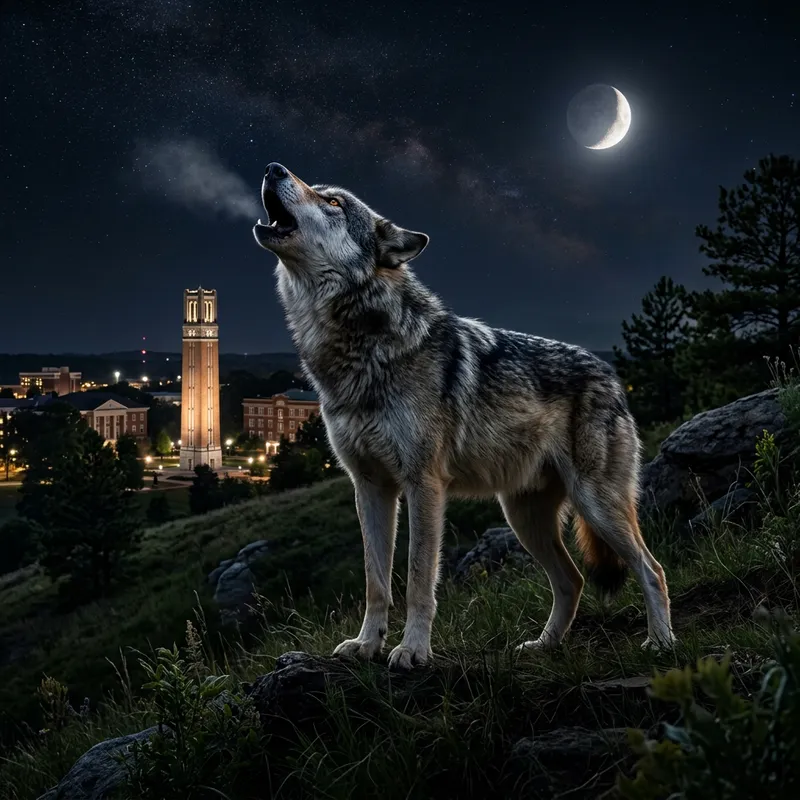 NC State Wolf Howling | Realistic Depiction in Moonlight NC State Wolf Howling | Realistic Depiction in Moonlight